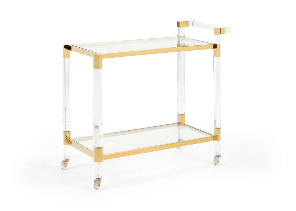 490545 Wildwood Boulevardier Bar Cart - Clear/Gold